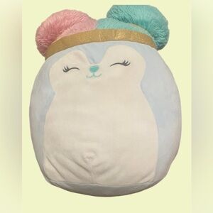 18 C- Squishmallows Blue Squirrel Plush - Pink, Blue, Gold-  17 “